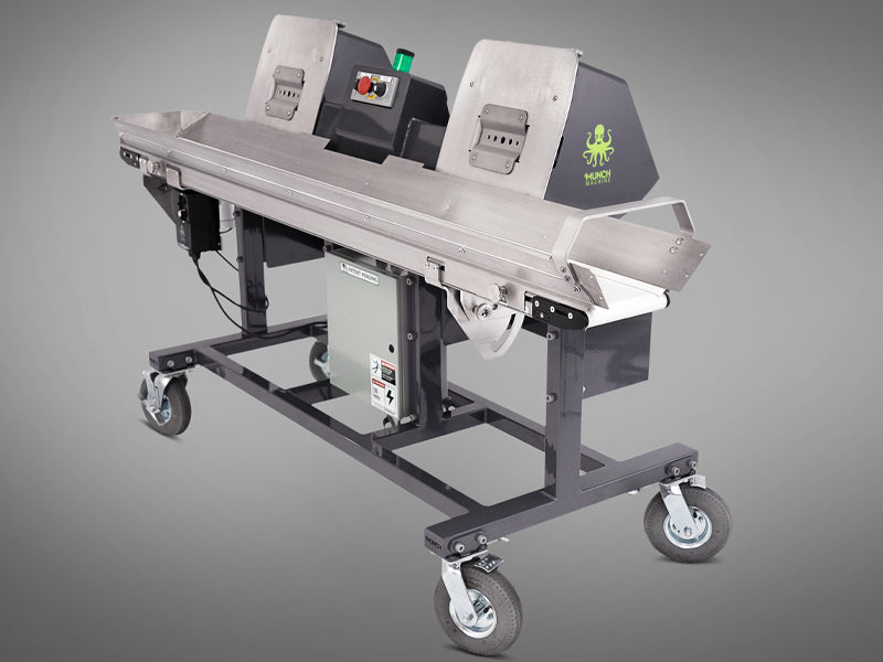 Photo of hemp bucker conveyor the Mother Bucker conveyor designed and manufactured by Munch Machine